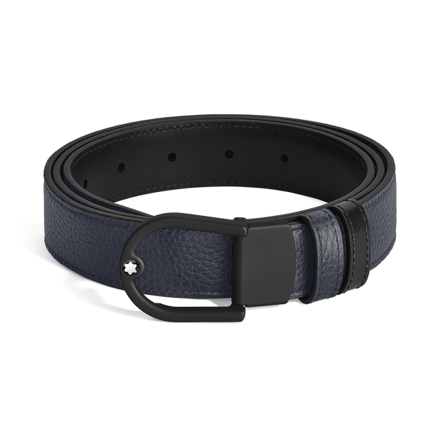 Horseshoe Light Buckle Midnight Blue/Black 30&nbsp;mm Reversible Leather Belt - 1