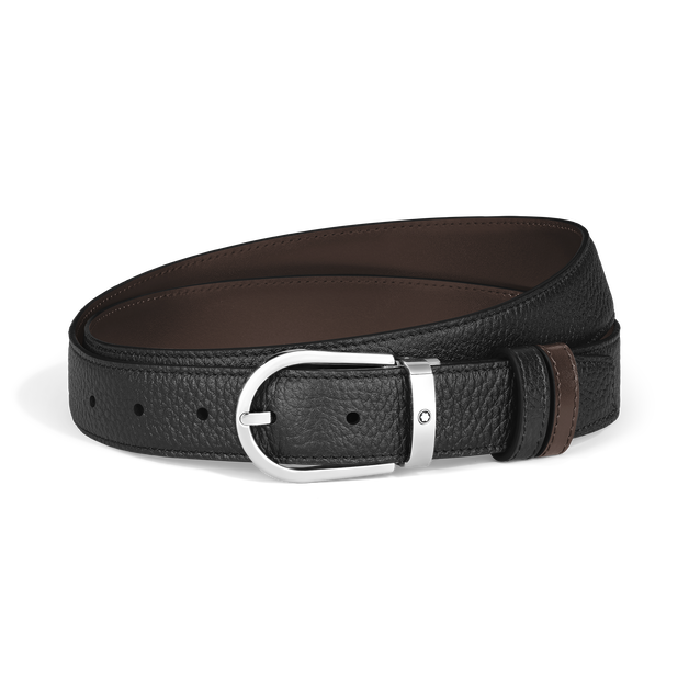 Ceinture R&eacute;versible Fer &agrave; Cheval 30 mm en Cuir Grain&eacute; - 1