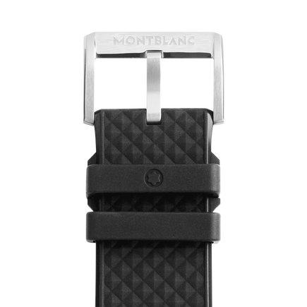 Bracelet en caoutchouc noir avec boucle ardillon grise
