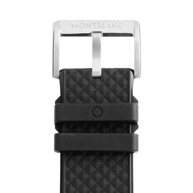 Bracelet en caoutchouc noir avec boucle ardillon grise - 2