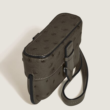 Nib Accessory Case with Strap in Ostrich-Embossed Leather