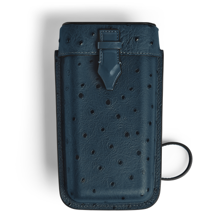 &Eacute;tui Multifonction Plume avec Bandouli&egrave;re en Cuir Emboss&eacute; Autruche