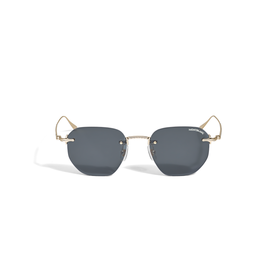 Round Sunglasses with Gold-Coloured Metal Frame - 1