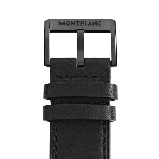 Bracelet en cuir de veau noir avec boucle ardillon noire - 2