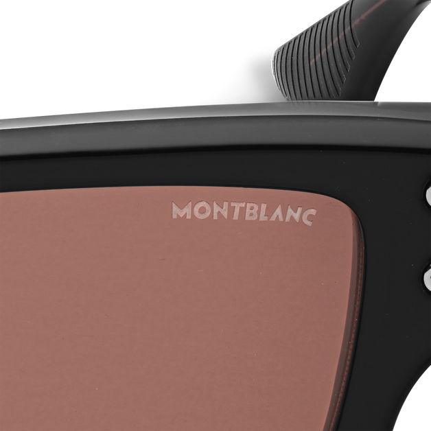 Lunettes de Soleil Rectangulaires avec Monture en Acétate Noire - 3