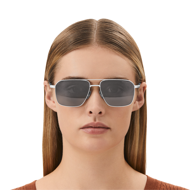 Rectangular Sunglasses with Silver-Coloured Metal Frame - 3