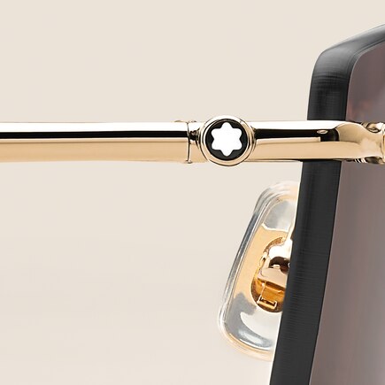 Rectangular Sunglasses with Gold-Coloured Metal Frame