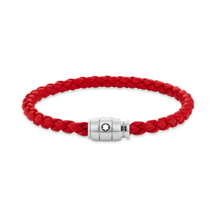 Bracelet Steel 3 rings closing and Red leather