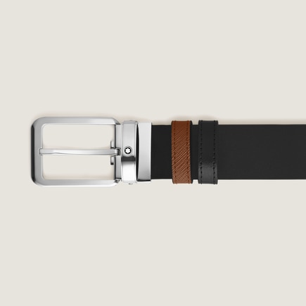 Rectangular Buckle Fauve/Black 35&nbsp;mm Reversible Leather Belt