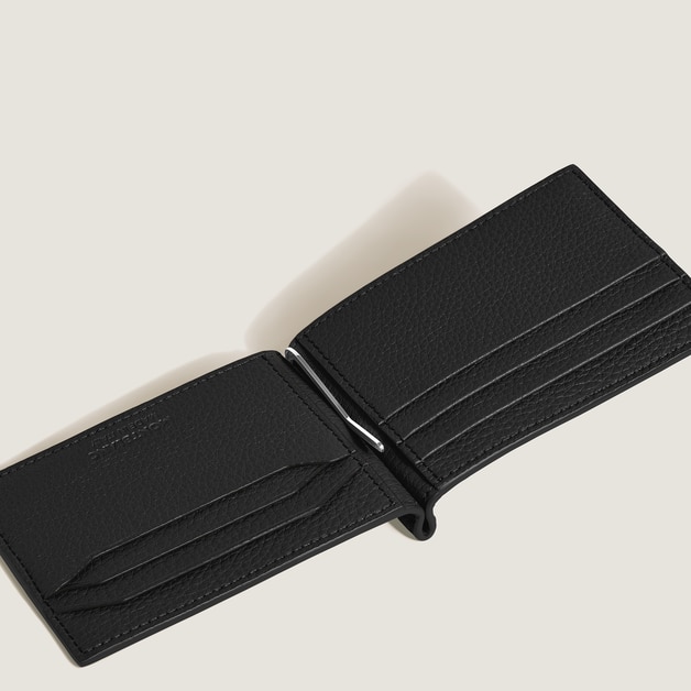 Portefeuille 6cc avec Pince &agrave; Billets en Cuir Grain&eacute; - 4