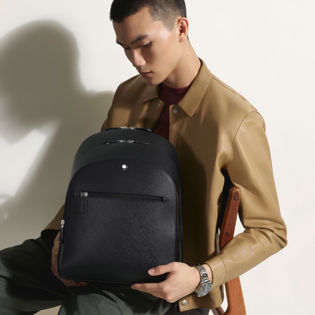 Sac &agrave; Dos Moyen Mod&egrave;le avec 3 Compartiments en Cuir Sartorial - 5