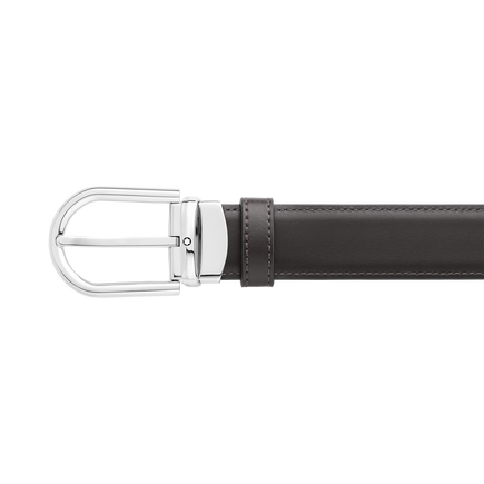 Horseshoe buckle black/brown 30 mm reversible leather belt