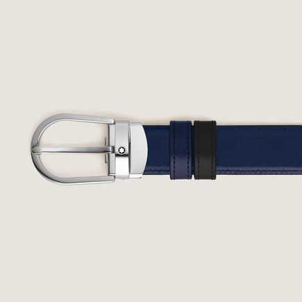 Horseshoe Buckle Black/Ink blue 30&nbsp;mm Reversible Leather Belt
