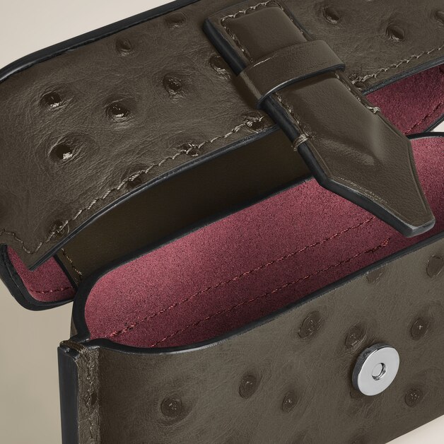 &Eacute;tui pour Accessoires de Plume avec Bandouli&egrave;re en Cuir Emboss&eacute; Autruche - 3