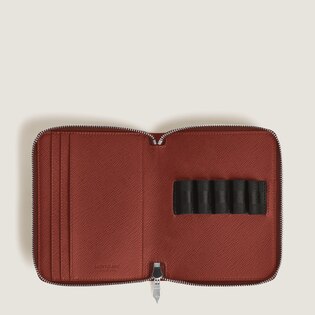5 Pen Pouch with zip in Sartorial Leather