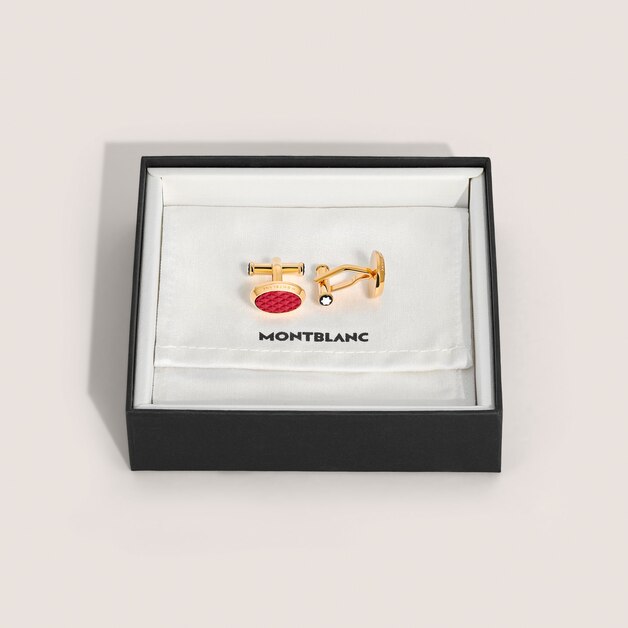Meisterstück Oval Cufflinks with Geometric Lacquer Inlay - 3