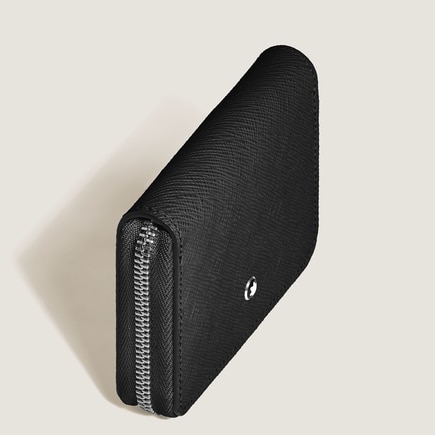 Mini Portefeuille 2cc Zipp&eacute; en Cuir Sartorial