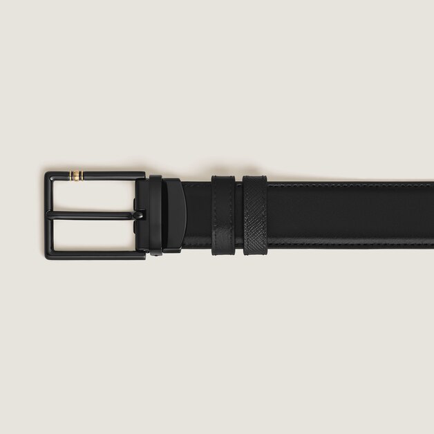 حزام ذو وجهين بعرض 30 مم من الجلد مزوّد بمشبك مايسترشتوك مستطيل الشكل - 2