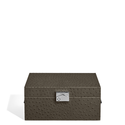 Writing Instruments Collector Box, Ostrich-Embossed Leather, Khaki