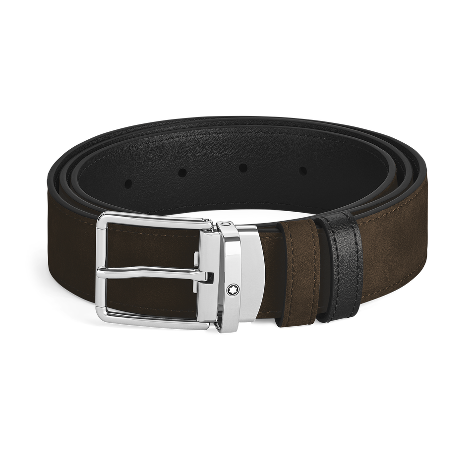 Everyday buckle brown/black 35mm reversible leather belt - 1