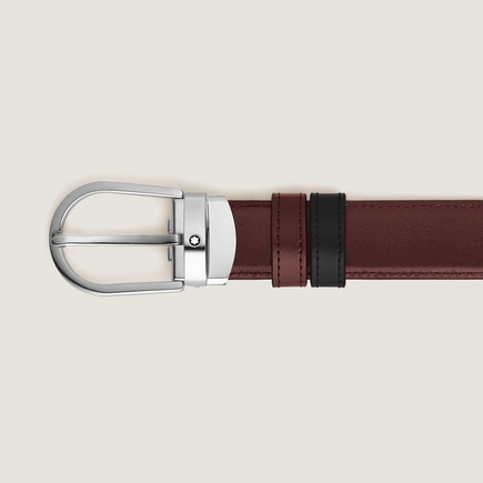 Horseshoe Buckle Black/Burgundy 30&nbsp;mm Reversible Leather Belt