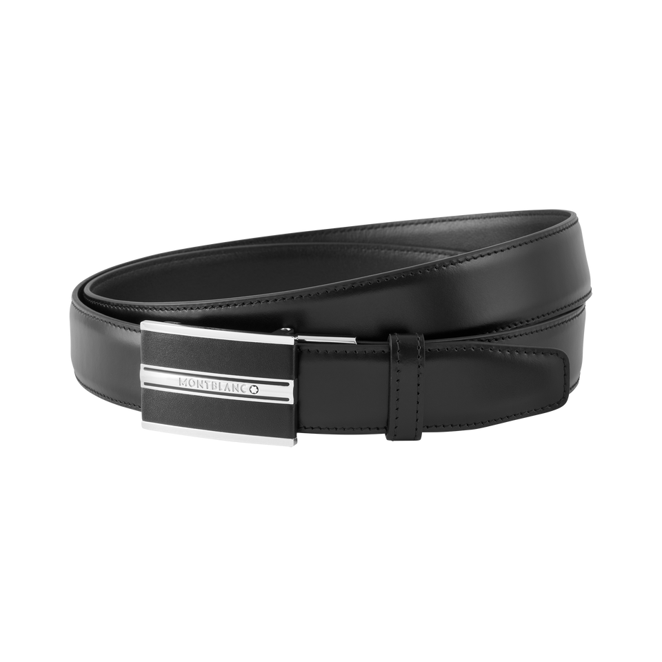 Black 30 mm leather belt - 1