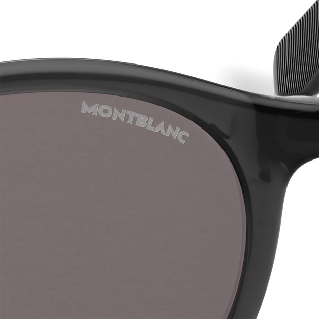 Gafas de sol redondas con montura inyectada de acetato negro  - 3
