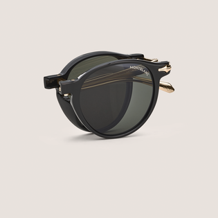 Ovale, faltbare Sonnenbrille mit schwarzem Spritzgussrahmen