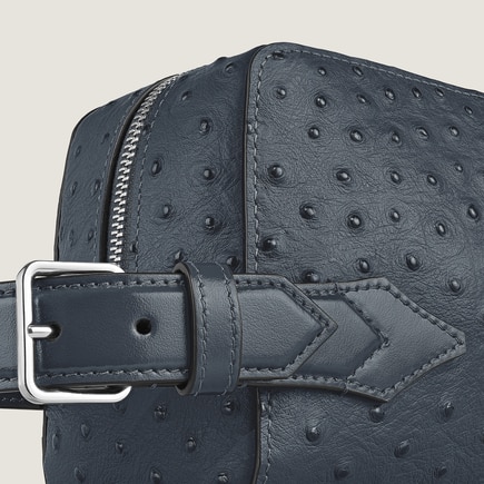 Wash Bag in Ostrich-Embossed Leather