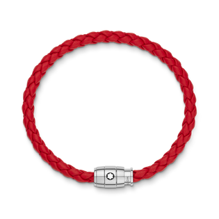 Bracelet Steel 3 rings closing and Red leather