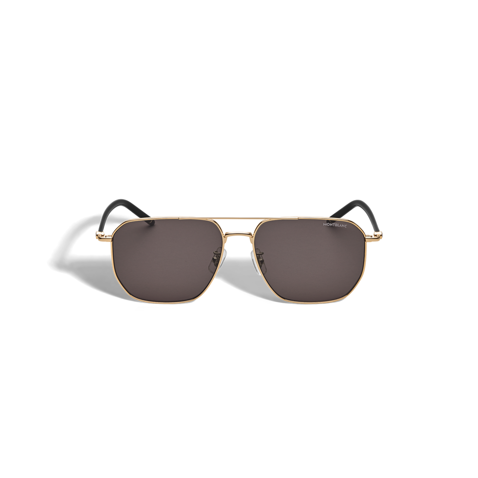 Squared Sunglasses with Gold-Coloured Metal Frame - 1