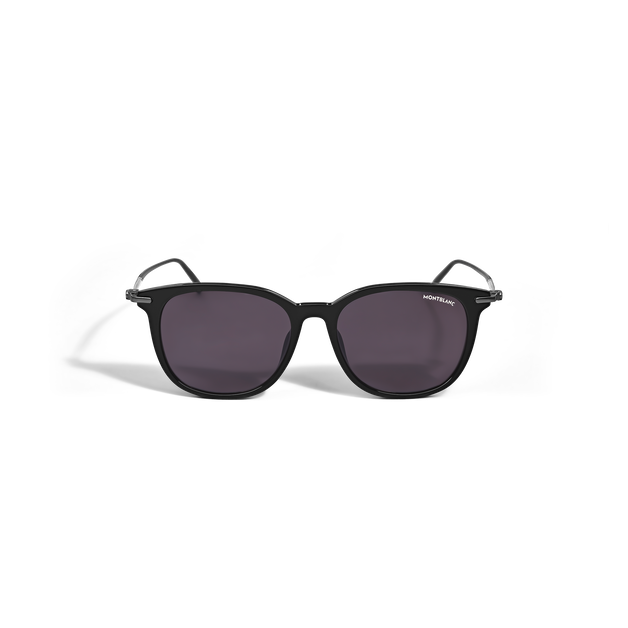 Lunettes de Soleil Rectangulaires avec Monture en Acétate Noire - 1