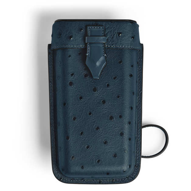 Nib Multifunctional Case with Strap in Ostrich-Embossed Leather - 1