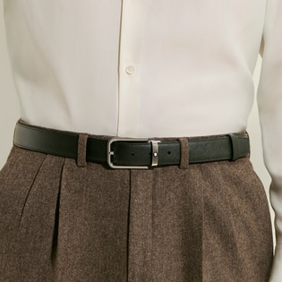 30 mm Reversible Belt in Sartorial Leather with Rectangular Buckle