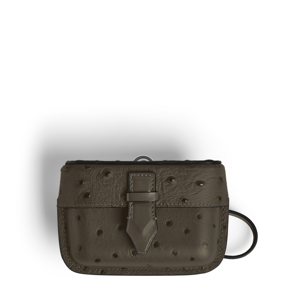 Nib Accessory Case with Strap in Ostrich-Embossed Leather - 1