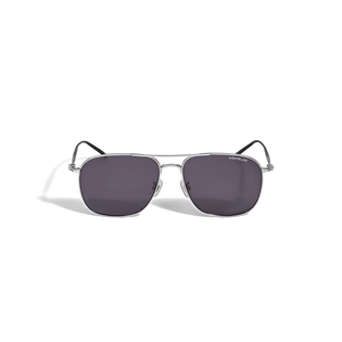 Quadratische Sonnenbrille mit silberfarbenem Titanrahmen