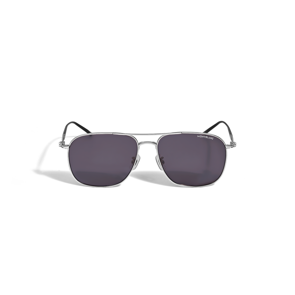 Quadratische Sonnenbrille mit silberfarbenem Titanrahmen - 1