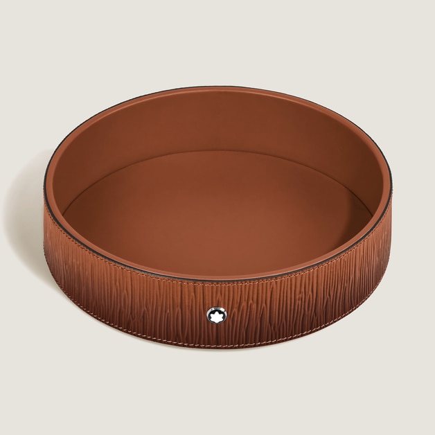 Large Round Desk Tray in Corteccia Sfumato Leather - 3