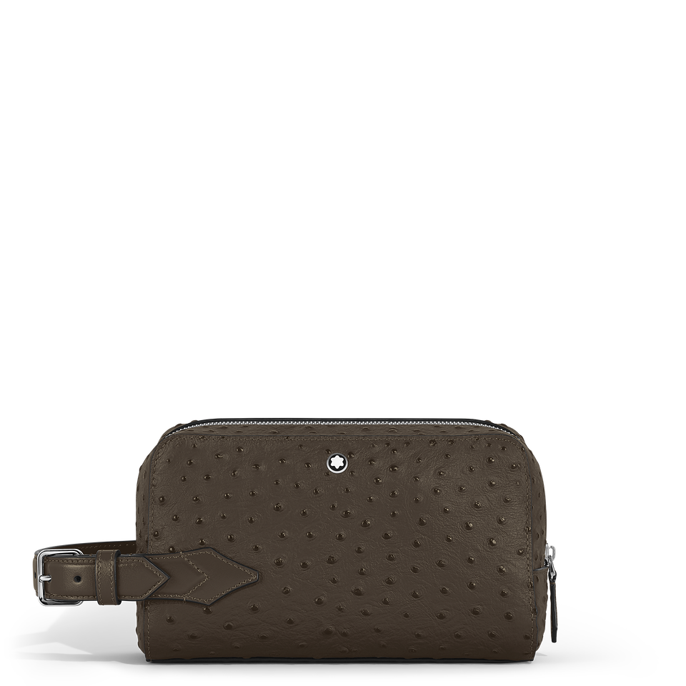 Wash Bag in Ostrich-Embossed Leather - 1