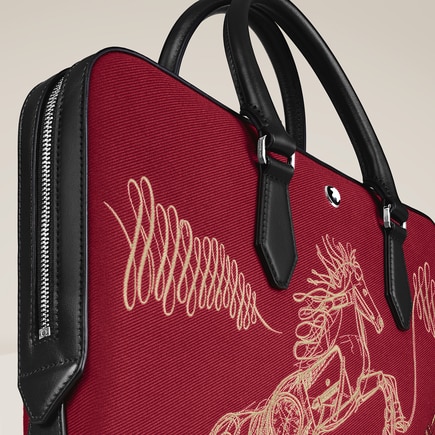 Thin Briefcase Year of the Horse in Embroidered Gabardine