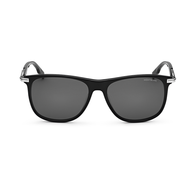 Occhiali da Sole Rettangolari con Montatura in Acetato Nero - 1
