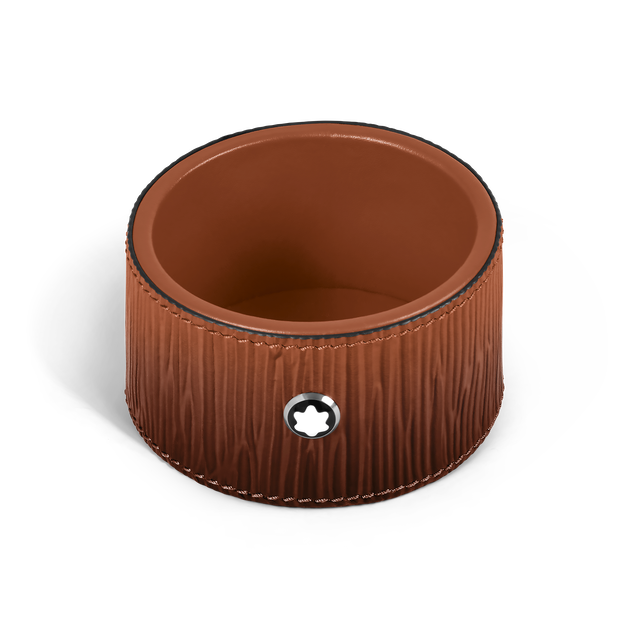 Plateau de Bureau Rond Petit Format en Cuir Corteccia Sfumato - 1