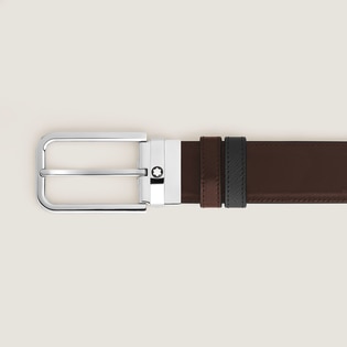 35 mm Reversible Belt in Sartorial Leather with Rectangular Buckle