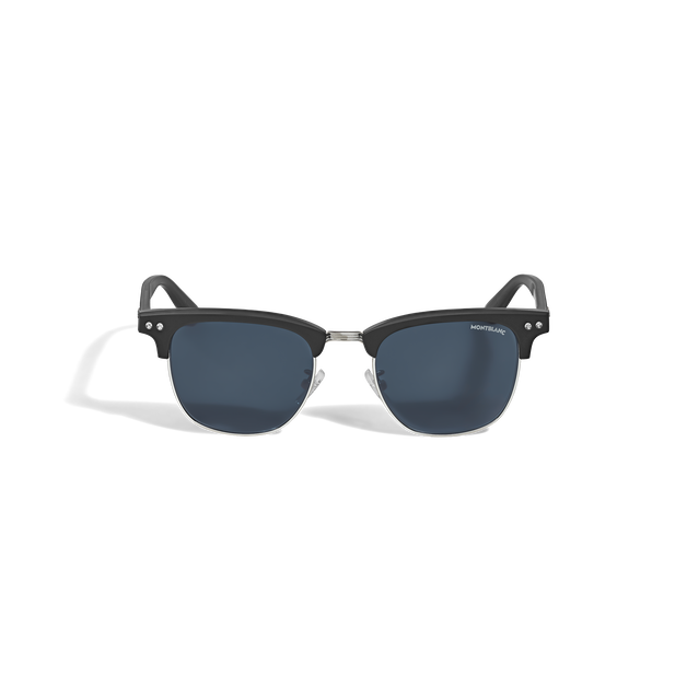 Lunettes de Soleil Carr&eacute;es avec Monture en Ac&eacute;tate Noire - 1