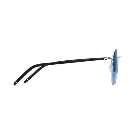 Round Sunglasses with Ruthenium-Colored Metal Frame