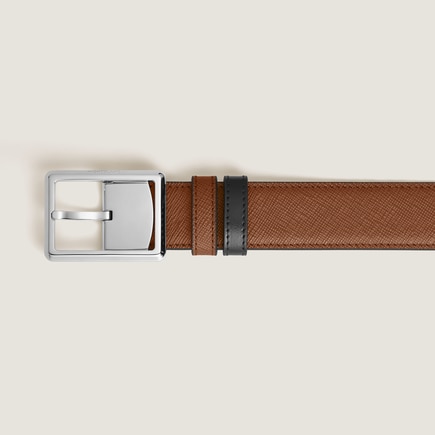 30 mm Reversible Belt in Sartorial Leather with Rectangular Buckle