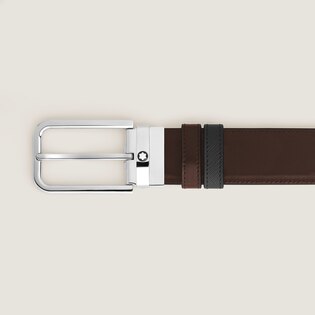 35 mm Reversible Belt in Sartorial Leather with Rectangular Buckle