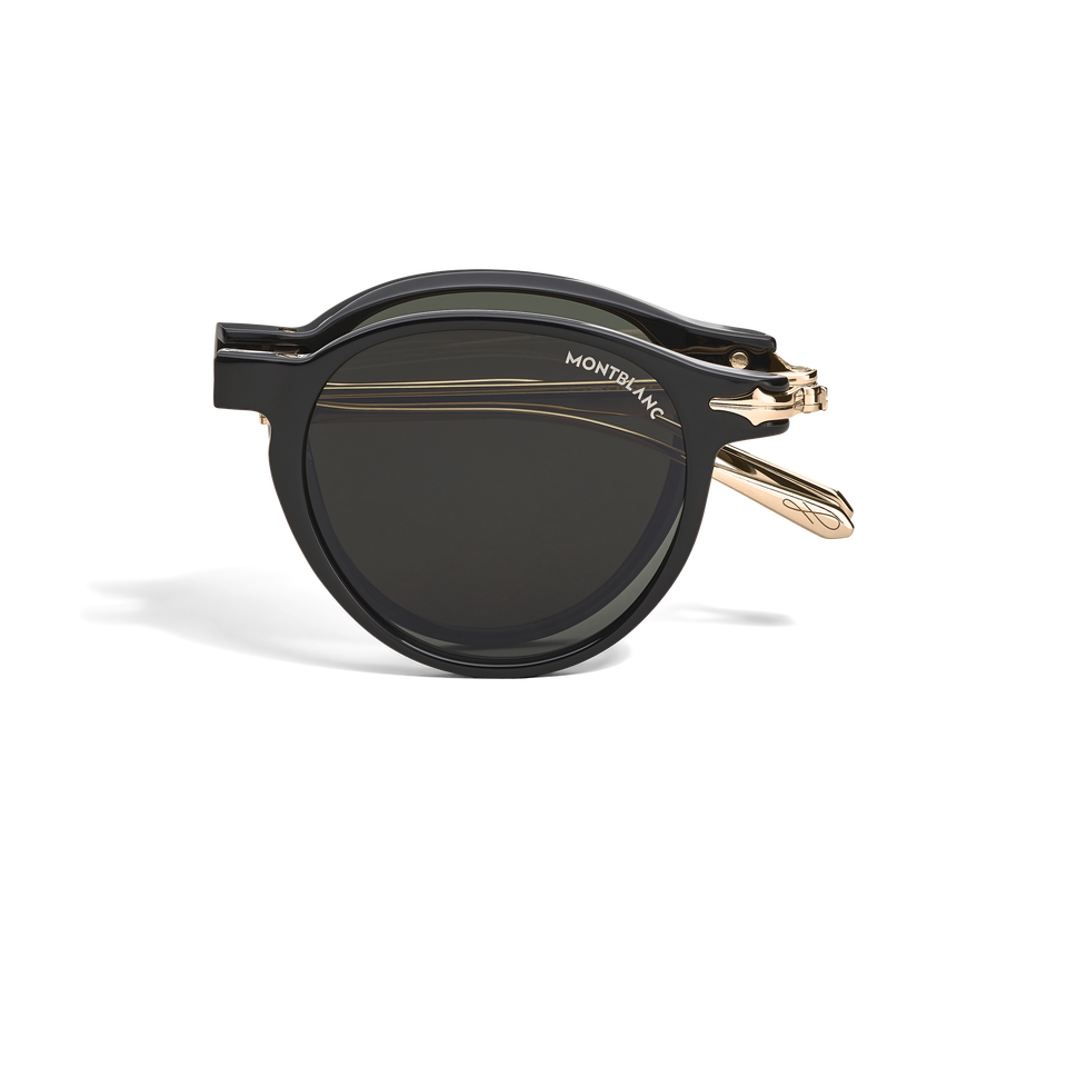 Oval Foldable Sunglasses with Black Injected Frame - 1