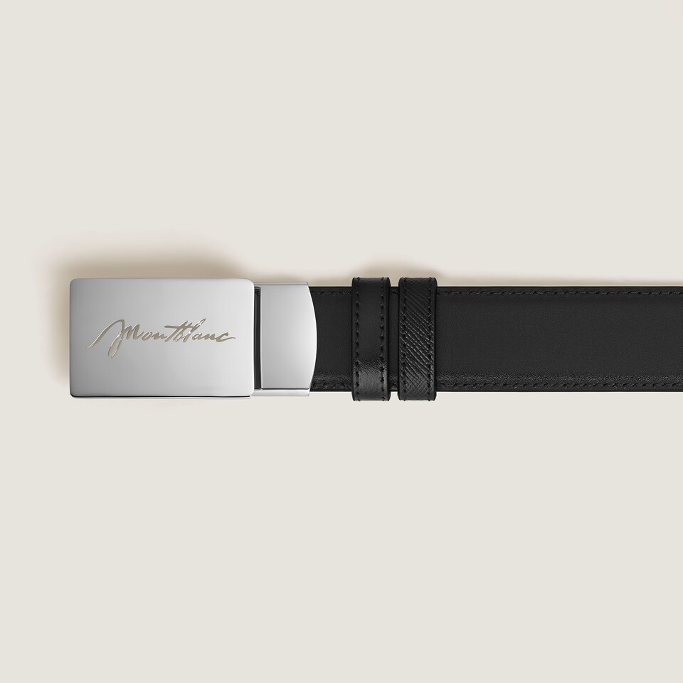 30 mm Reversible Belt in Sartorial Leather with Plate Buckle - 2