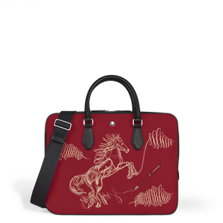 Thin Briefcase Year of the Horse in Embroidered Gabardine